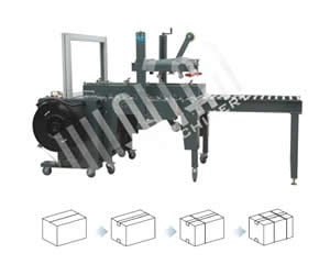 Автоматическая упаковочная линия для заклейки и обвязки коробов XFK-1